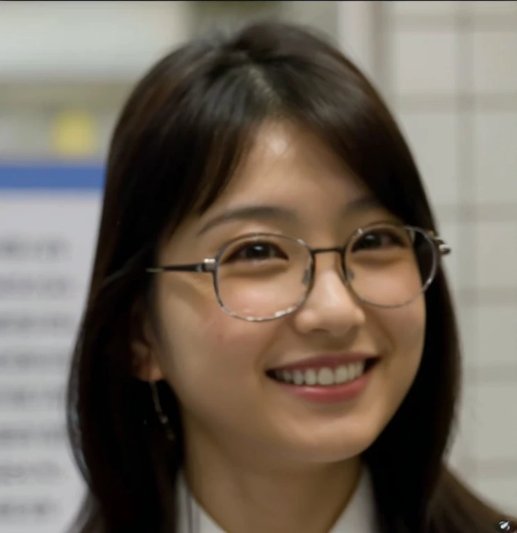 Japanese women, Age 25。Wearing glasses、Long Hair、Show smile