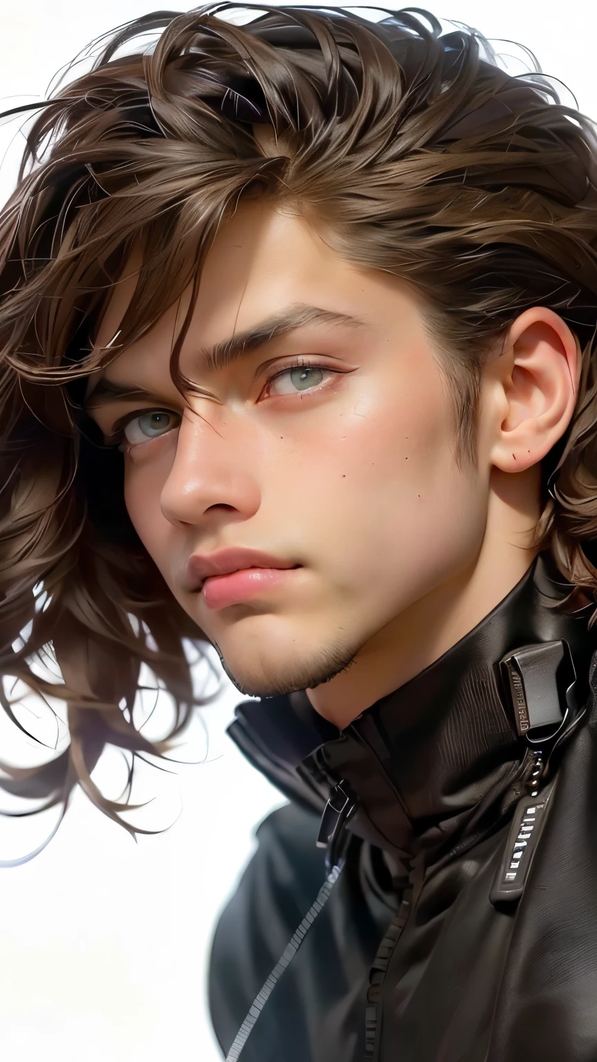((Whole shot: 1.4, dynamic pose: 1.4)), (( a sensual and beautiful young man confident of himself: 1.5)), ((honey-colored eyes: 1.5)), ultra detailed: 1.5)), smile sensual, with a tattoo on his arm and cheek, handsome and masculine hairstyle:1.2, handsome young cyberpunk man, handsome cyberpunk boy face, dreamy, ((beautiful and detailed, soft and luminous hair:1.3)), dark environment, cyberpunk clothing, ultrarealistic 8k, cyberpunk 20 years. a model boy, The portrait, Highly detailed 32k digital art, beautiful digital artwork, Cyborg Cyberpunk. ((orange, cyan, brown colors: 1.2)), realistic digital art in 8k, soft neon lighting on the face and body, (( Highly detailed: 1.4), (( masterpiece )), ( Hyper detailed and beautiful : 1.3), (Photorealistic: 1.4)