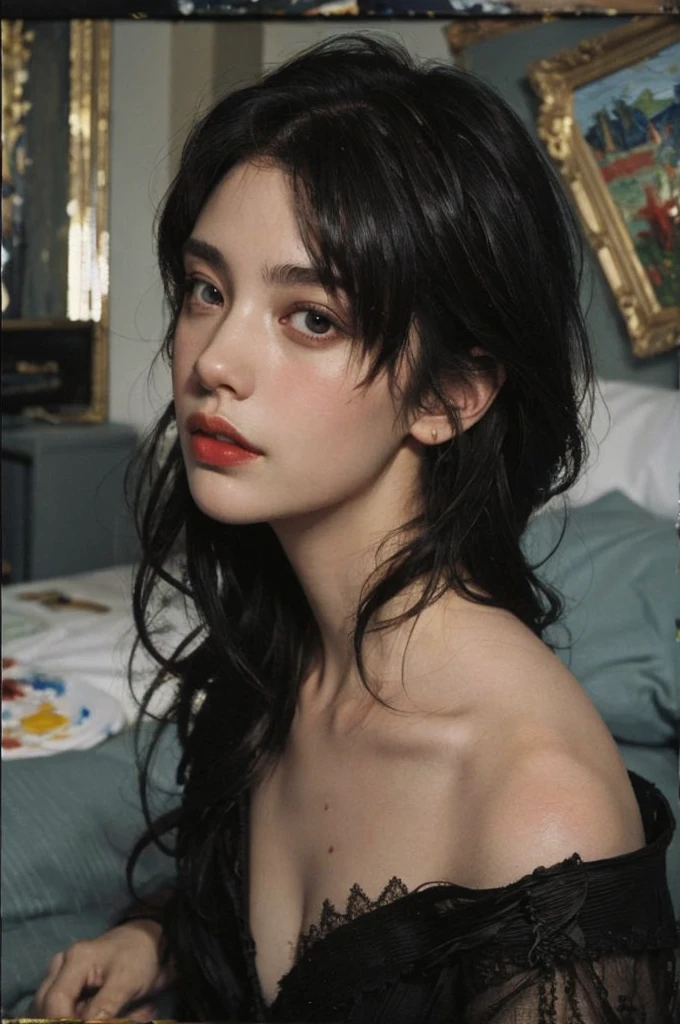 (masterpiece, top quality, best quality,8k, girl,ultra detailed,raw photo:1.5),(photorealistic:1.4),(cinematic lighting), PerfectNwsjMajic, , Surrealism, UHD, ccurate, Super detail, textured skin, High detail, Best quality, dynamic angle, (high nose,White skin),[Beautiful eyes],[flat chest:large breasts:0.5],(1girl),(good anatomy:0.5)),(Oil painting: 1.5),

\\

A woman with long black hair, (a detailed painting: 0.353), (Gothic art: 0.106)