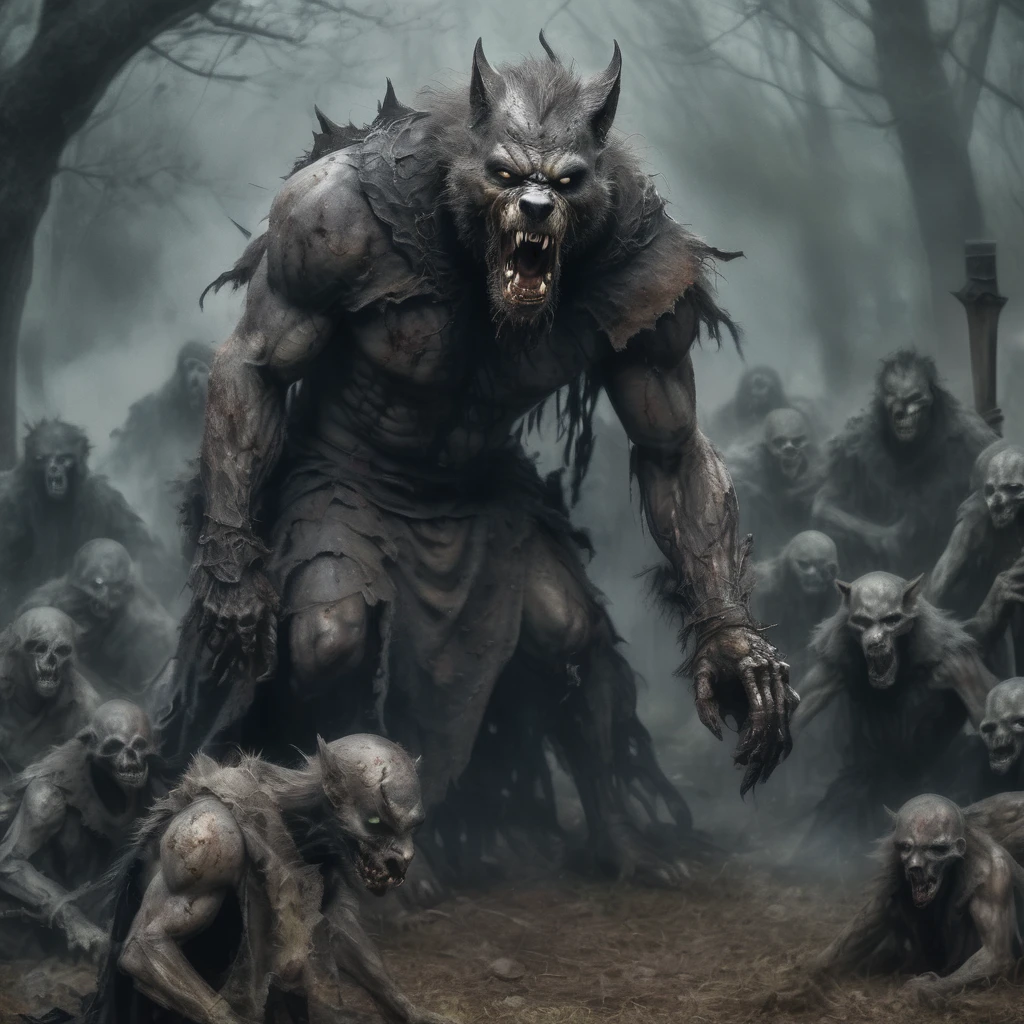 Masterpiece In a cemetery (anthropomorphic werewolf necromancer) com o poder de controlar enxames de criaturas mortas-vivas. King Carrion raises armies of zombies, esqueletos, e outras entidades macabras para cumprirem as suas ordens, spreading fear and death wherever they go.