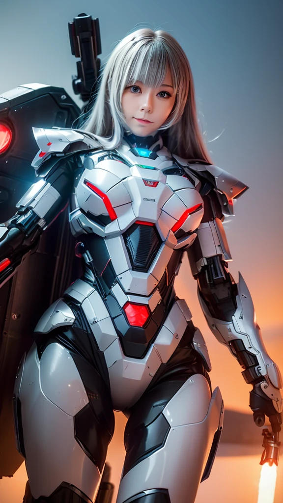 Super detailed, advanced details, high quality, High resolution, 1080p, hard disk, beautiful,(war machine),Armor War,(Missile)Capture the big picture,beautiful,Mecha cyborg girl,battle mode,Mecha body girl,She is wearing a futuristic war machine weapon mecha