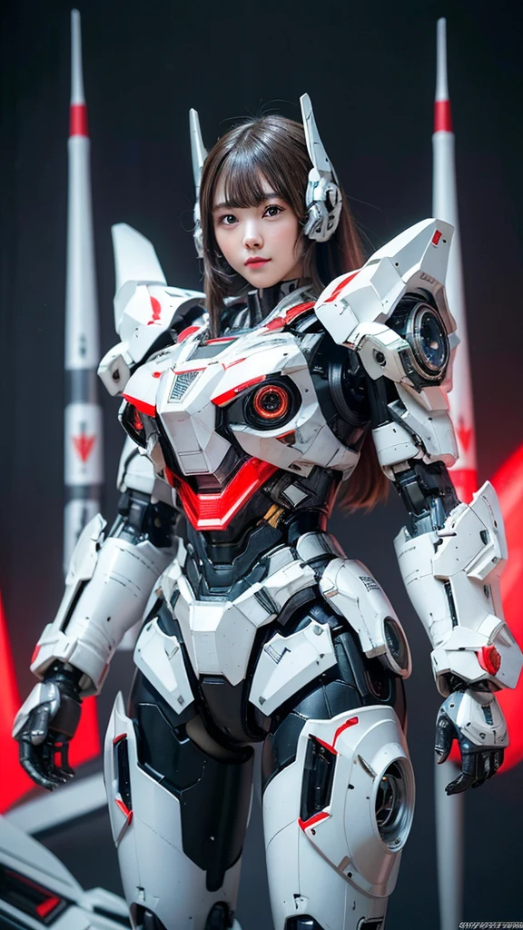  Super detailed, advanced details, high quality,  High resolution, 1080p, hard disk, beautiful,(war machine),Armor War,(Missile)Capture the big picture,beautiful,Mecha cyborg girl,battle mode,Mecha body girl,She is wearing a futuristic war machine weapon mecha