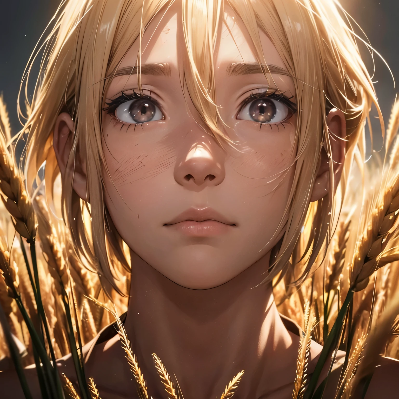 (masutepiece: 1.3), (max resolution: 1.2), (Ultra HDTV: 1.2), cinematographic light, 8K resolution, Detailed facial features of a humanoid figure resembling a farmer, detailed skin texture, admiring a vast field of wheat, realistic image,
A highly detailed humanoid figure dressed as a farmer, with an admiring gaze fixed on a expansive field of wheat, under the soft cinematographic light, displayed in a true-to-life image of 8K resolution, revealing every intricate detail of his facial features and weathered, textured skin.
