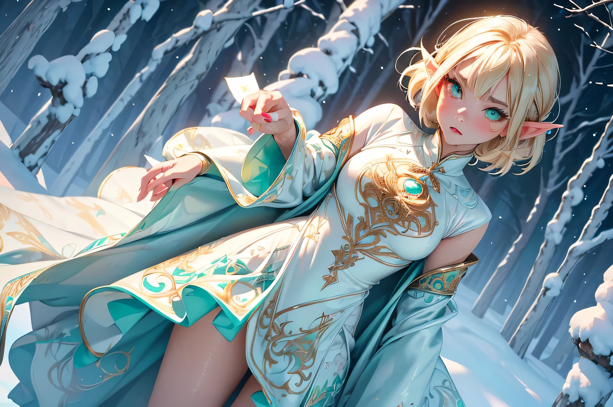 nsfw:1.1, high resolution:1.7, incredibly absurdres, kawaii:1, cute:1.5, hires.fix,,incredibly fine illustration,8k,masterpiece:1.2,best quality, high quality, exquisite, beautiful,insanely detailed, intricate detailed, extremely detailed, Super Definition,ultra high res, Super Resolution, best aesthetic, ultra detailed:1.5,best quality, perfect face, detailed face,stunning art,absurdres,octane render,ultra hires, 
Japanese Actress,(Idol),18yo,Beautiful,(Cute and lovely),cute elf girl,((anime elf with extremely cute and beautiful blonde hair)),(((undercut blond hair,short hair,colored inner hair,breathing ear)))),(((green_eyes:1.3))),intricate eyes,beautiful detailed eyes,symmetrical eyes,big eyes:1.5,enchanting bright eyes studded with gold and silver dust,(((pinky and glowing_skin,shiny body,plastic glitter skin,exaggerated shiny skin,illuminated skin))),upward breasts,(detailed body,(detailed face)),cute,daring,zettai ryouiki,show skin,best relationship with four fingers and one thumb,((girl trembling with sexual climax))
Break (((aqua fur coat and outfit, wearing a ice dress:1.3,aqua winter coat))), ((ice dress,elegant ice dress)),(white gloves,white clothes,(((intricate outfit,intricate clothes,embroidered outfit,ornate outfit,embroidered clothes,ornate clothes))),(dynamic pose:1.0),embarrassed,(centered,scale to fit dimensions,Rule of thirds),((snowy pine forest)),winter,scenery:1.25,((intricate scenery)),((snow forest background)),(Glossy winter ornaments),highres,sharp focus,(ultra detailed,extremely detailed),(photorealistic artwork:1.37),(extremely detailed CG unity 8k wallpaper),(((vibrant colors,vibrant theme))),(intricate),full body,(perfect body),standing,torn clothes,broken clothes,pussy,show off vagina,bloody vagina,(((bloody pussy))),(((defloration))),((spreading pussy)),((perfect and detailed pussy)),(pussy expansion),((pussy prolapse)),((open pussy)),((labia))