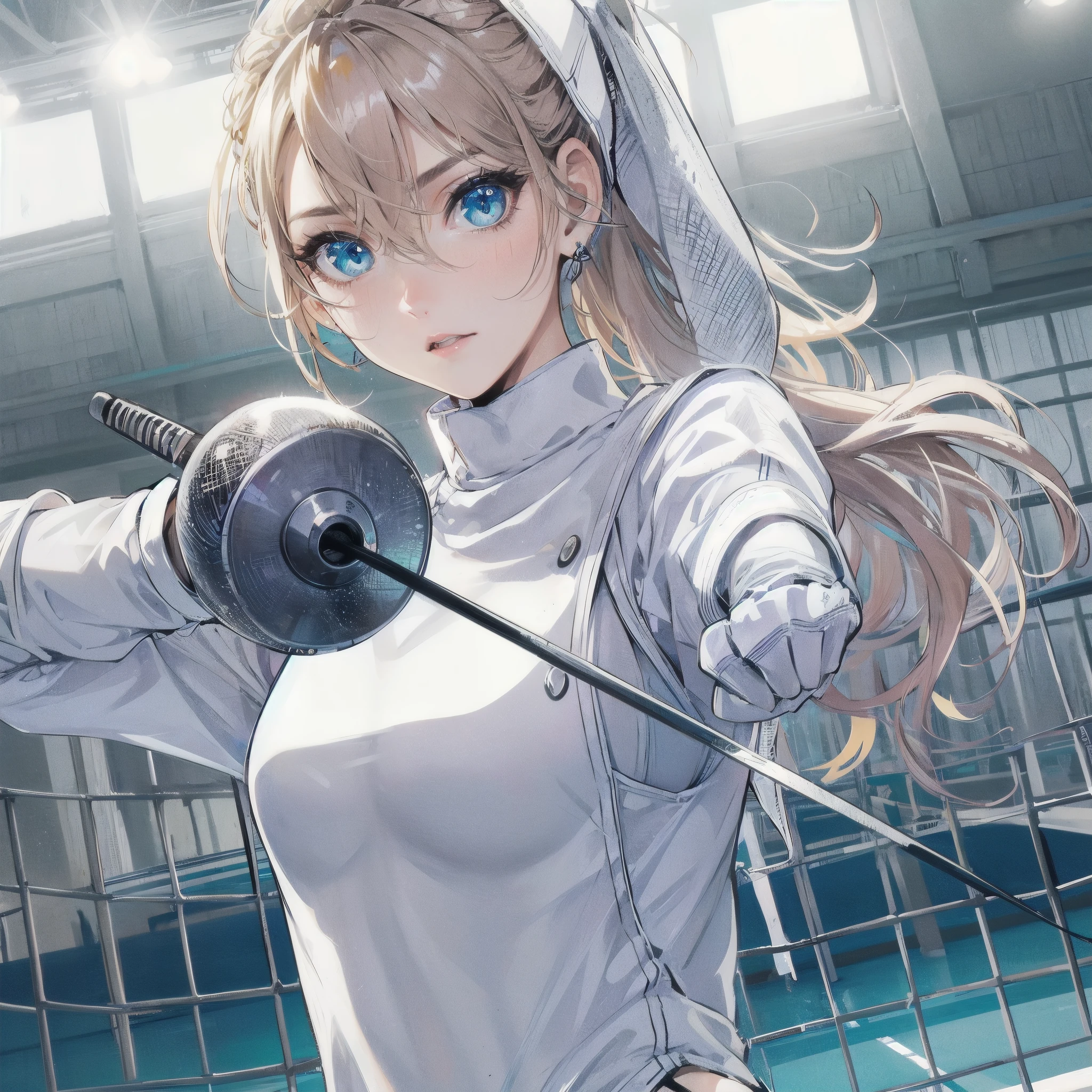 high quality,HD,16k,sharp lines,1 girl,Female figure skate athlete ,cute face, large breasts, nice legs,At the figure skate venue,focus girl,detailed beautiful face,detailed clothes,beautiful eyes,cool,dynamic angle