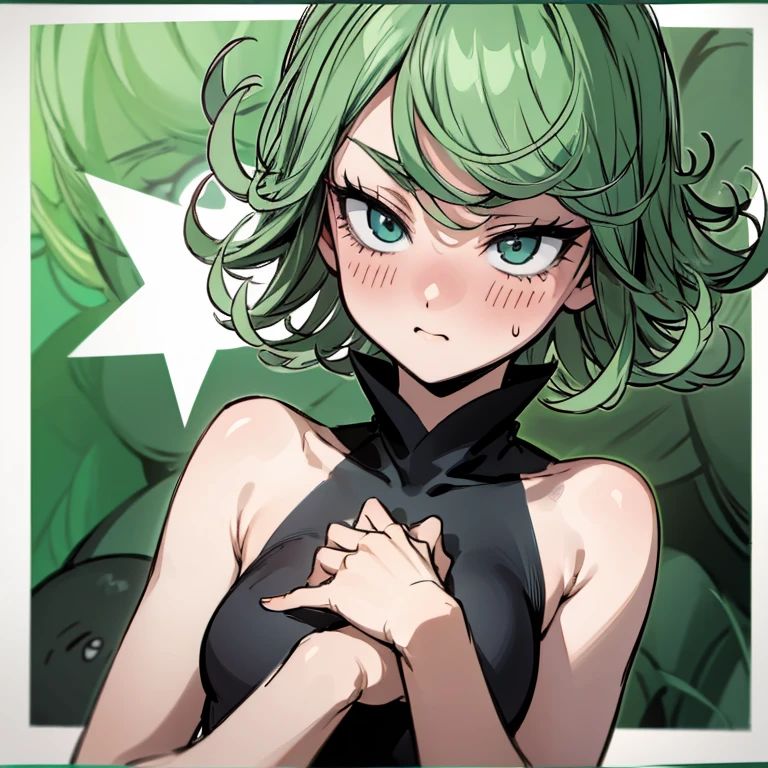 Tatsumaki masturbating naked with a blushing face