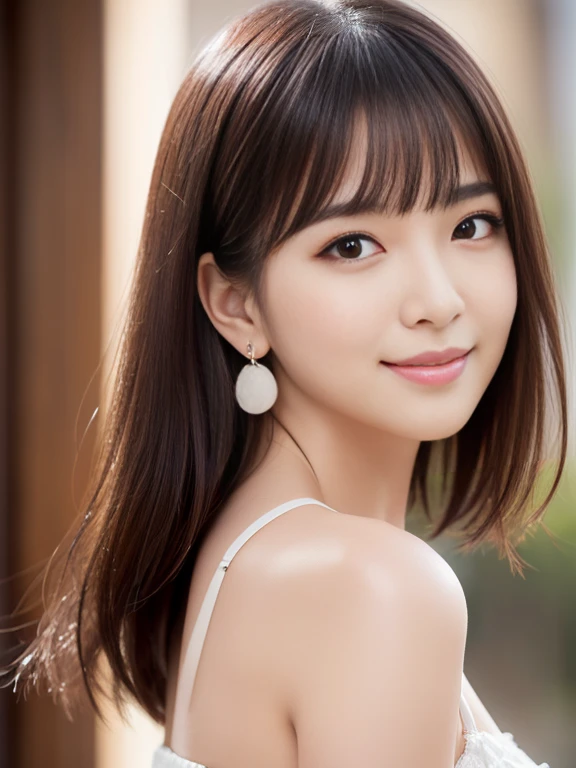 (masterpiece)、(highest quality:1.5)、(16k wallpaper:1.2)、(Photorealistic:1.2)、(Ultra-detailed:1.2)、(超A high resolution:1.2),(Surreal), (High resolution), (Very detailed), (Professional), (Realistic), (Post-processing), (Very detailed),(Sharp focus), Sharp focus:1.2,Photorealistic, Ultra-realistic, Backlight, Bright light, (Improvement of quality:1.4), Healthy thighs、Narrow waist、Big Ass、(Beautiful legs)、((Perfectly detailed five-fingered hands)),(Anatomically correct body)、((1 female:1.4))、Japanese、Asian、Realistic Skin、(Small chest:1.4),Pretty woman with perfect figure:1.4,(from the front:1.5), (Enhances the beauty of skin texture:1.1), (Beautiful fine details), (Detailed face),Beautiful realistic face,No makeup、美しいBlack Hair、Super Beauty、The best smile、Natural color lip、Even bangs、Hide eyebrows with bangs、((29-year-old woman))、Bob Hair、Hair blowing in the wind, (Black Hair, Iris, Watery eyes, Shining Eyes, Short bob cut hair, Small earrings, Lightly reddish), Hair behind the ear、No makeup、(Drooping eyes)、Drooping eye corners、Professionalのカメラマンが撮影した写真,1 girl, Seaside、port、