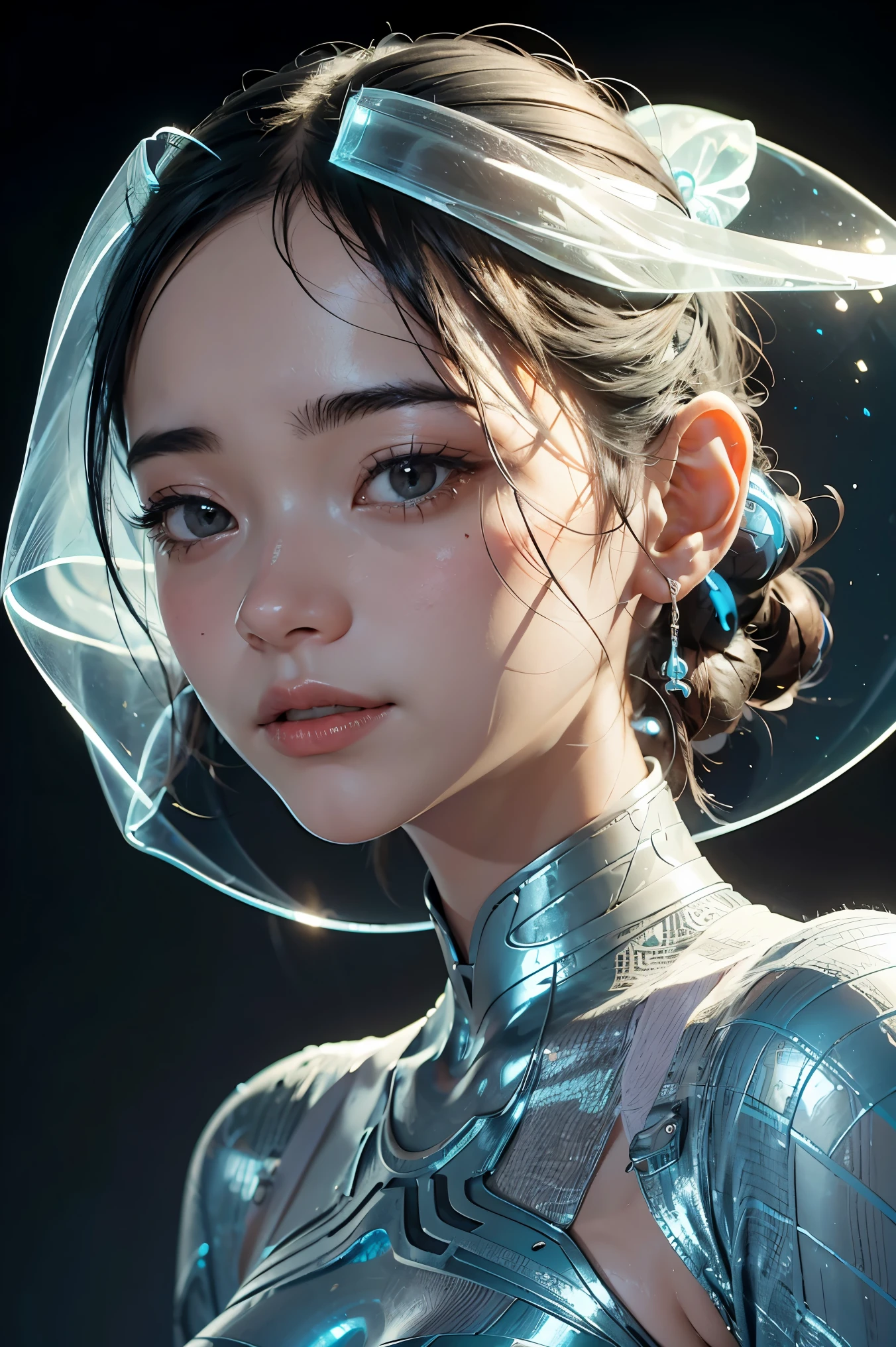 Translucent ethereal alien warrior,ModelShoot style, (Extremely detailed CG unified 8K wallpapers), The beauty of abstract stylization,,surrealism, 8K, Super detail, Best quality, Award-Awarded, Anatomically correct, 16k, Super detail