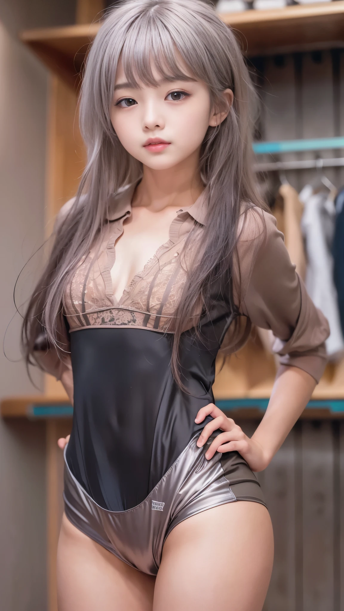 ((Enter the locker in the changing room:1.3)), ((Impure intercourse:1.3)), (Erotic cute clothes:1.4), ((highest quality, 8K, masterpiece)), ((Korean, Japanese Idols, Awesome girl,  beautiful girl, Baby Face))ody, (Smooth and beautiful skin), Slender body, (((Flushed cheeks))), , delicate, (high nose), (Moisturizing lips), (Beautiful breasts:1.2), (Slim thighs), (Small beautiful butt:1.3), (Gazes at the viewer with seductive eyes:1.3), (A face with attention to detail:1.2), (Perfect Anatomy:1.4), (Detailed hands:1.2), (Little girl&#39;s smnd:1.3), (((Ultra-high precision)))