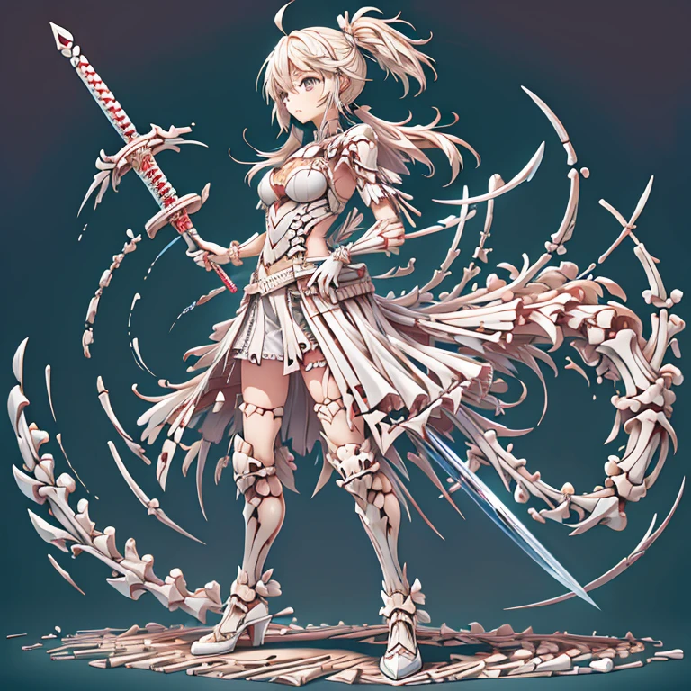 Illustration of a sword made of bones