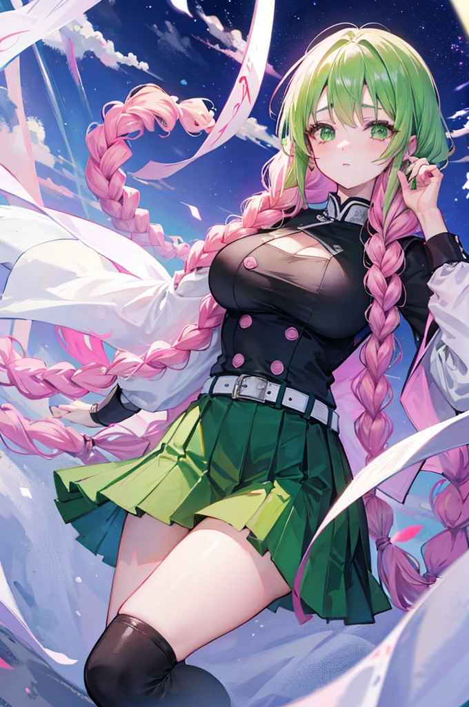 Close-up of pussy and anus、Focus on pussy and anus、((Hentai Costume))((masterpiece、highest quality、Super fine、High resolution))、Take a photo from the front、shower a large amount of semen in the pussy、1 girl、yellow-green hair、white liquid on face、Yogurt all over the body、yellow eyes、angry face、Black Eye Mask、bukkake、small breasts、yellow-green fiery hair、Hentai Costumeを着ている((pink heart pattern panties))