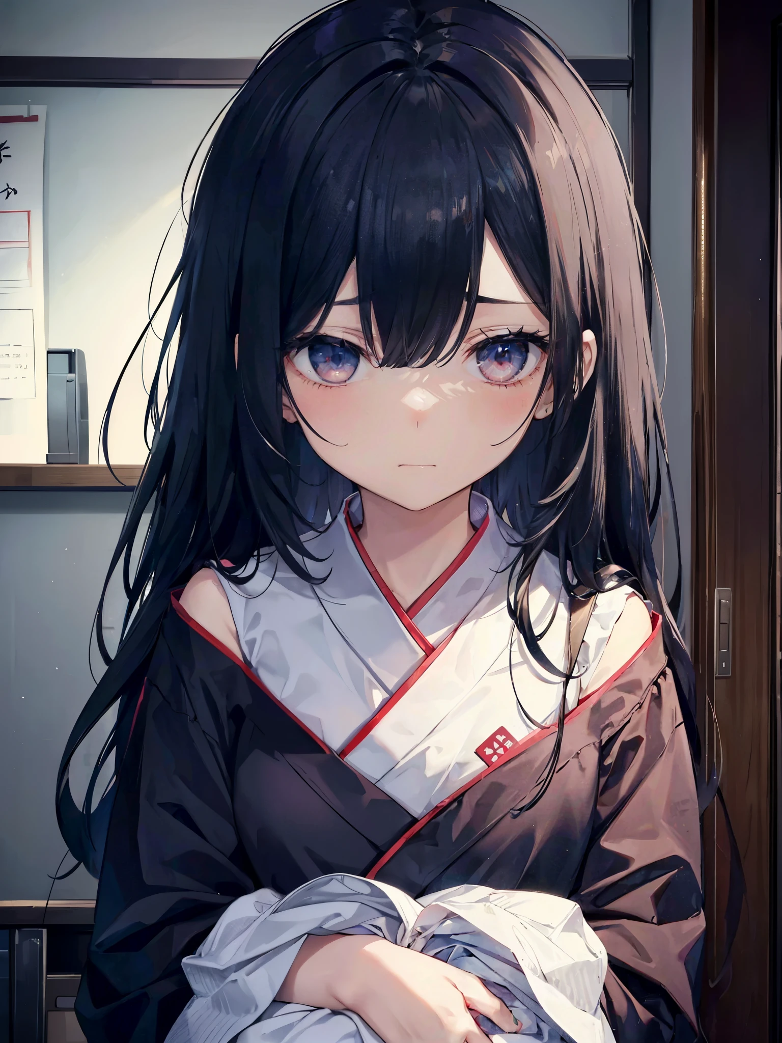I want to die、thinking、I want to dieとthinking、Girl、Black Hair、I want to disappear、Sick、Mental disorders、Dimly lit room、Dimly lit roomに居る、Locked away in the room、Lock yourself away、Locked away、I shut myself in at home、Traumatized、Mental Sick、Uninterested look