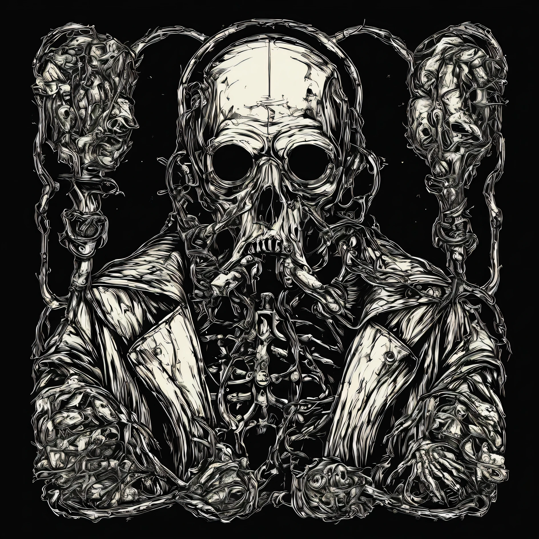 metal_tee,  Dr Plague., vector digital illustration, (black background:1.5) 