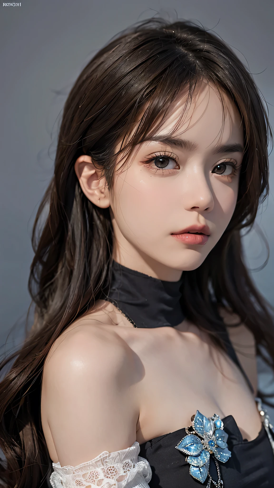 highest quality, masterpiece, Ultra-high resolution, (Realistic:1.4), RAW Photos, One girl, Off the shoulder, In the Dark, Deep Shadow, Modest, Cold Light, Detailed skin