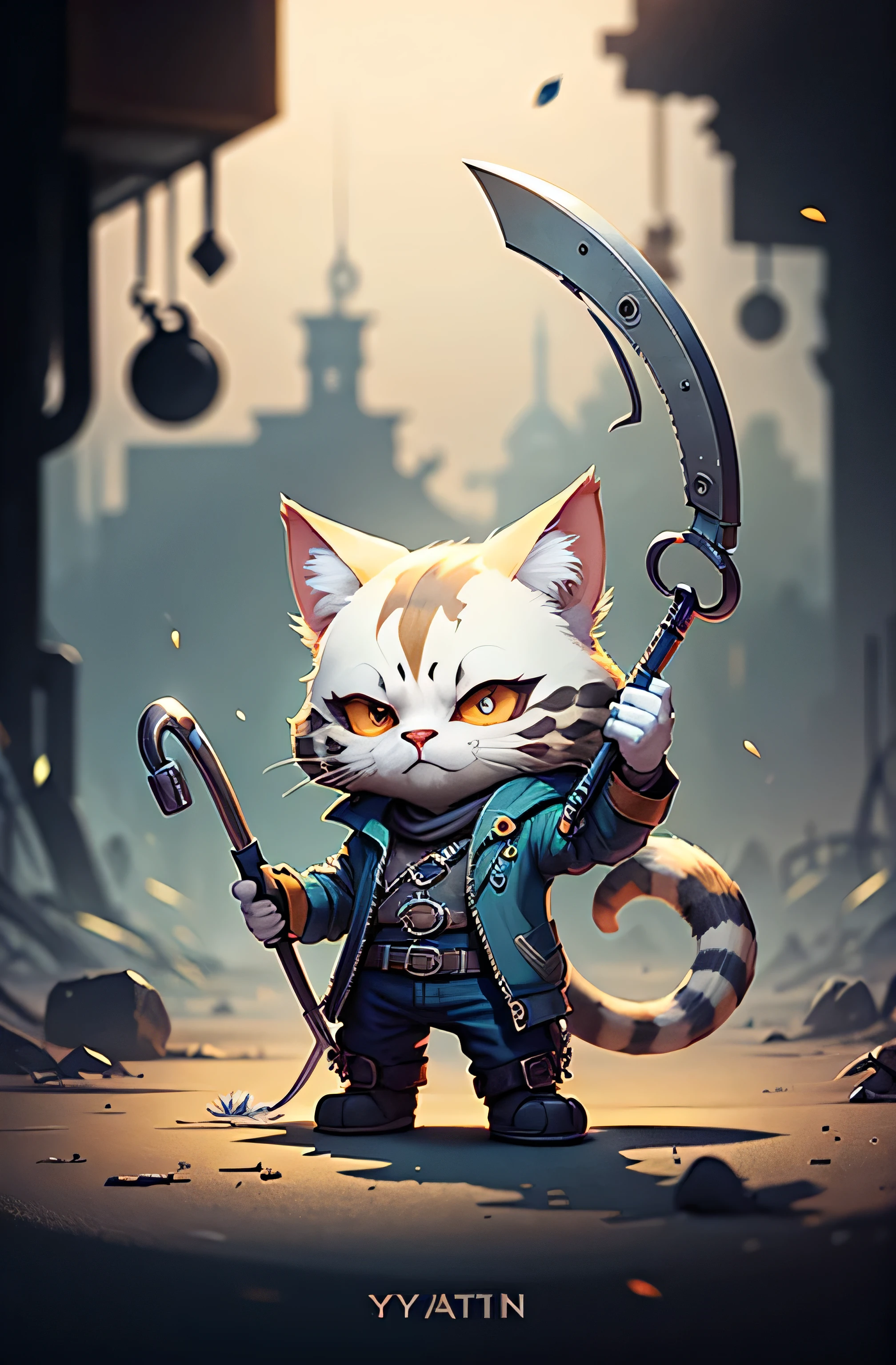 C4tt4stic, cat Farfan in the form of death with a scythe