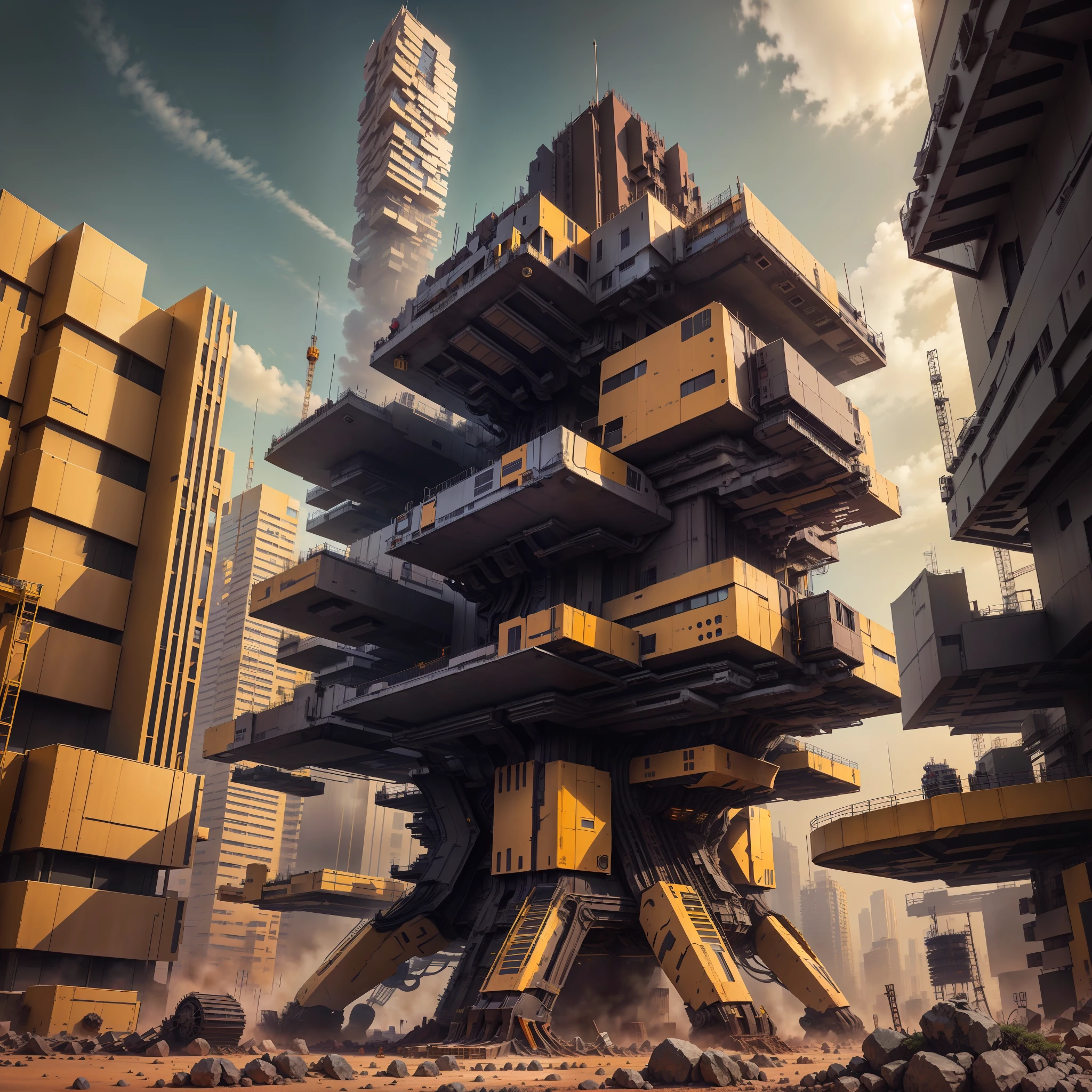 Martian buildings under construction,Rich in technology,Rich in technology, ConstructionyardAI,