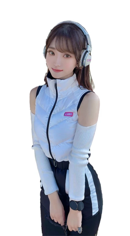 An innocent 20-year-old girl、((White tank top, Dramatic Pose)),smile,break (Spacecraft control room background):2,、break RAW Photos, (8k、highest quality、masterpiece:1.2)、(Intricate details:1.4)、(Realistic:1.4)、Octane Rendering、Complex 3D rendering with ultra-detail, Studio Soft Light, Rim Light, Crisp details, Super detailed, Realistic skin texture, detailed aspects, Beautiful details in the eyes, Highly detailed CG Unity 16k wallpaper, Compensate, (Detailed Background:1.2), Glowing Skin, whole body、(Astro Best):2,(Black long sleeve):5,headphone,Smart Watches,((Stand with your hands folded behind your back、Leaning forward、Top view))