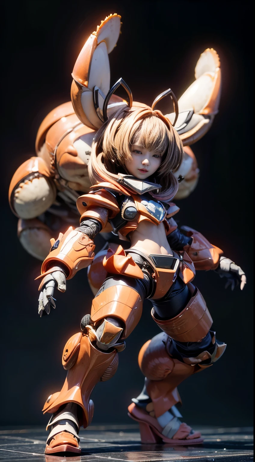 (high resolution,masterpiece,best quality,extremely detailed CG,),(japanese girl face), realistic, photo, amazing fine details, all intricate, gloss and shiny,awesome many layers, 8k wall paper, 3d, kawaii, ( solo:1.4), perfect female proportion,villainess, (fusion of crab and lady:1.4), (crab form lady:1.2), (crab lady:1.2), (fusion:1.2), (solo:1.4), (smile:1.2), muscular, abs, (crab exoskeleton bio insect suit:1.4), (crab blue exoskeleton bio insect armor:1.2), (blue crab antennae:1.3),