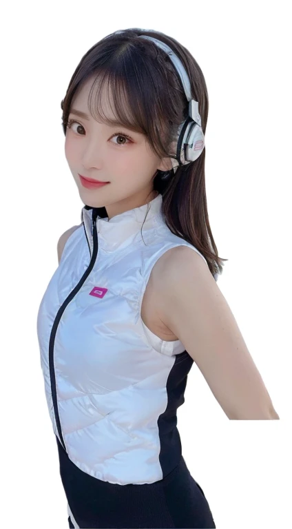 An innocent 20-year-old girl、((White tank top, Dramatic Pose)),smile,break (Spacecraft control room background):2,、break RAW Photos, (8k、highest quality、masterpiece:1.2)、(Intricate details:1.4)、(Realistic:1.4)、Octane Rendering、Complex 3D rendering with ultra-detail, Studio Soft Light, Rim Light, Crisp details, Super detailed, Realistic skin texture, detailed aspects, Beautiful details in the eyes, Highly detailed CG Unity 16k wallpaper, Compensate, (Detailed Background:1.2), Glowing Skin, whole body、(Astro Best):2,(Black long sleeve):5,headphone,Smart Watches,((Stand with your hands folded behind your back、Leaning forward、Top view))