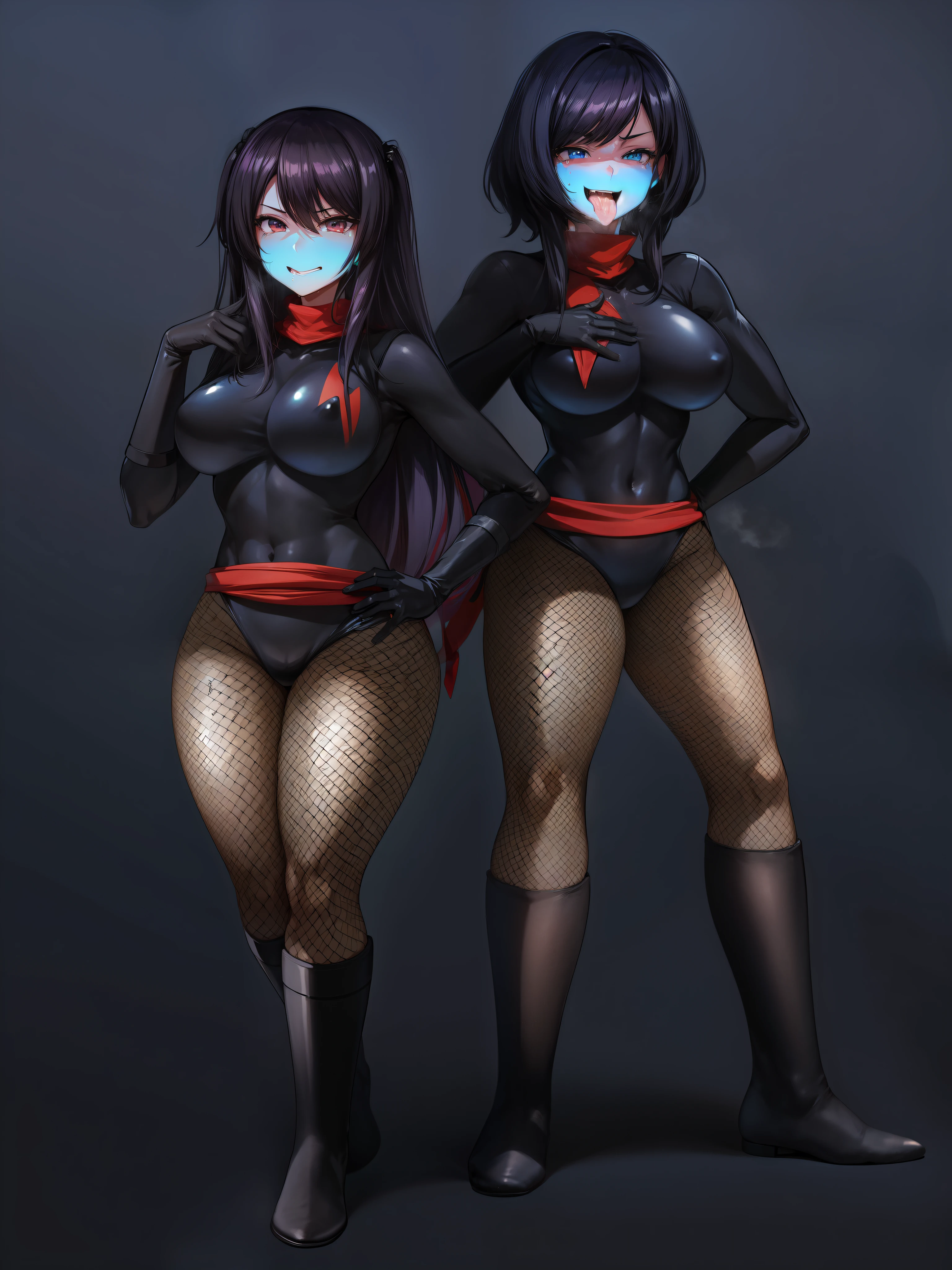 Blue skin girl、Close-up of a girl in a black leotard、Black shiny latex suit, Saiyan Girl, wonderful, Nano Girl, Female body type, Inspired by Hiromu Arakawa, Anime Manga Robot!! Anime Girls, Fubuki, Full Body Suit, by Hiromu Arakawa, , wonderful, silk, Beautiful and attractive anime , Anime Girls of the future, tears,Drooling,Pee,Sweat,Tongue out,incontinence,Peeing,Mouth open and tongue out,Estrus,Eyes wide open,Estrus,Blushing,Nipples are erect,Face is hot,Lust、Mouth wide open and tongue sticking out、Red face print on upper face and chin、I'm incontinence and my crotch is wet