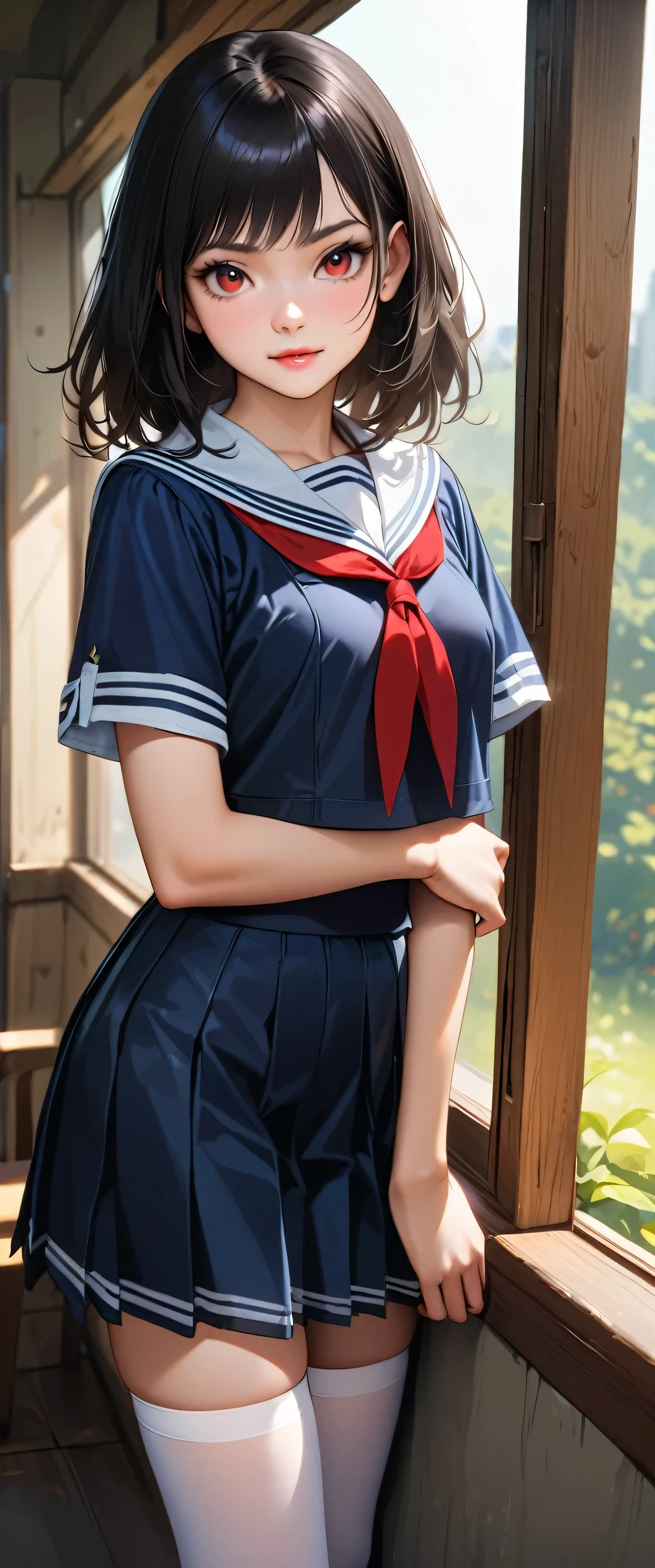 ((Sailor Uniform School Uniform Cosplay、))) ((see -through、)) ((teats、Come Out、areola hollows,)) portlate、In a seductive pose、Raise your arms、Hands up、ultra-short hair、pubick hair、((( 陰核、 、Vaginal opening、Open the))) (( )) (((Spread your legs、Open your crotch、))) (((perspiring、 ))) a picture、masterpiece、