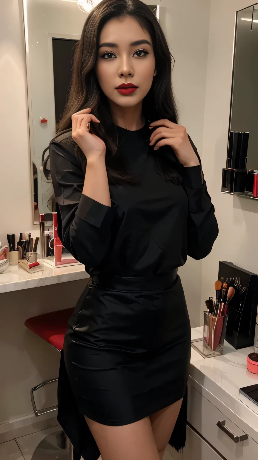 top Quority,Ultra-clear resolution, Indonesian women. 24 years old. (Sweet black skin) . Make-up face. Red lipstick. Long black hair.
Wearing Indian kurta , just showing his face. pretty face. captivating. make-up face. and lips with red lipstick. just showing his face. pretty face. captivating. make-up face. and lips with red lipstick. just showing his face. pretty face. captivating. make-up face. and lips with red lipstick. in front of the make-up mirror
