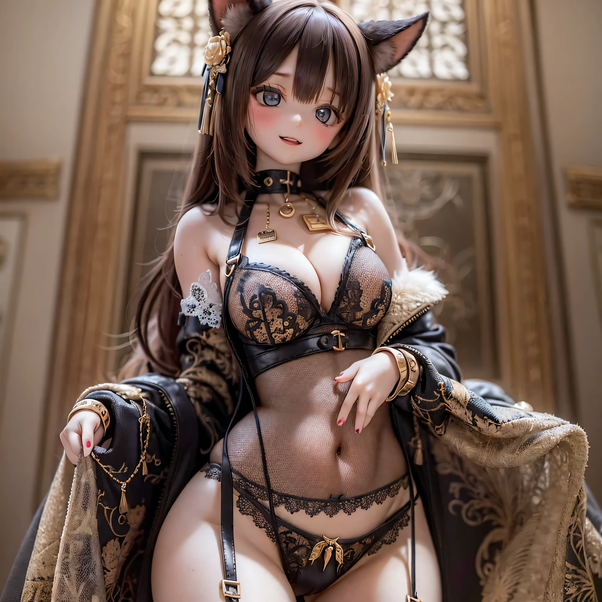 A girl with a Sexy pose, wearing Sexy Lingerie and a garter belt, Fenrir girl's height with her big breasts digging into her underwear: 140cm Bar Stage Voluptuous Body(((((Embrace your chest)))))
Nipples White Hair Huge Breasts Captivating Smile Tags: Sexy pose, Detailed face, Expressive eyes, Lips become thicker, beautiful girl, Feminine charm, Captivating Gaze, Captivating smile, Confident posture, Sexy Lingerie, Lace details, Exquisite garter belt, Silk Fabric, Warm lighting, Captivating color palette, Exquisite detail, Playful expressions (((((contrapposto)))))