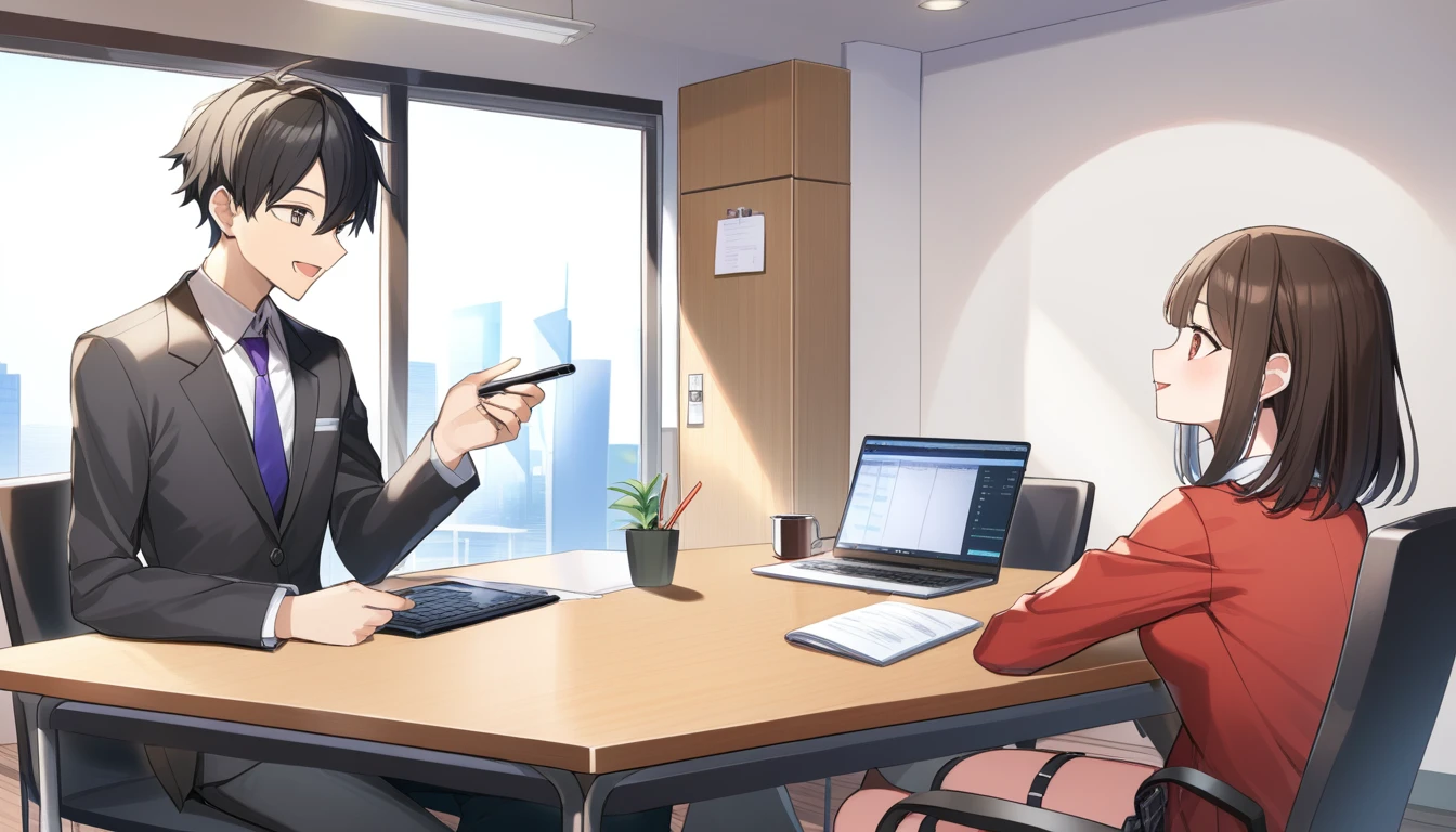 Young male and female programmers having a meeting in a meeting room。