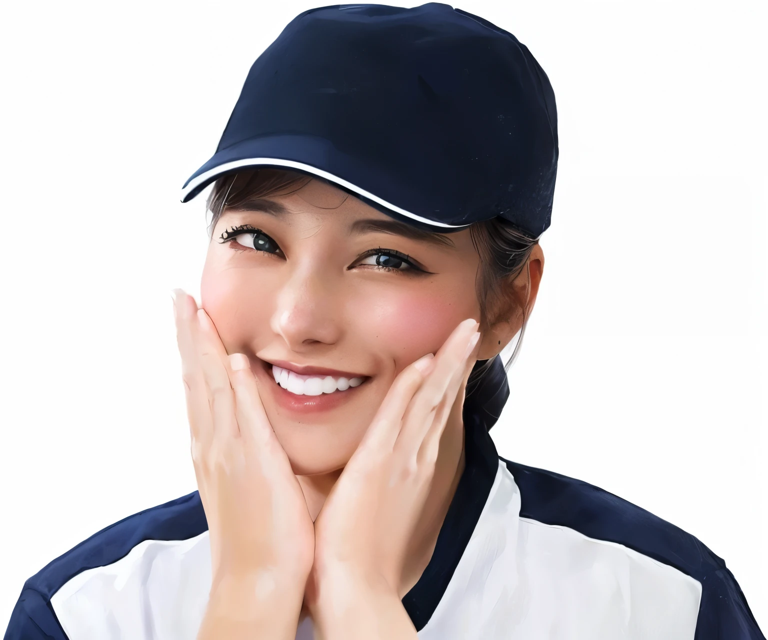 young woman Hands on cheeks