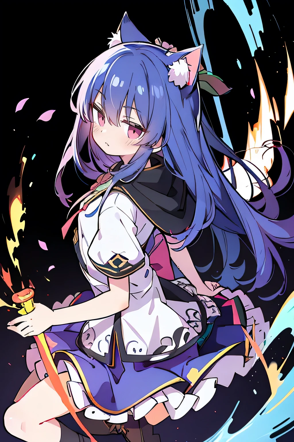 (masterpiece:1.2),Super detailed,lifelike,Expressive eyes,fair skin,perfect face shape,1 girl,
Japanese comics,Gorgeous blue hair,flowing blue hair,flowing clothes,Cat ears,Petals fall,beautiful lola,Baby Angel,
Shaking head with one hand,Cross your legs,Gentle and peaceful background,The pavilion is cool and comfortable,smile, wearing hoodie, background of tokyo,back views,Anime girl holding a sword in the fire, Anime epic artwork, 4k Anime Wallpaper, Anime Art Wallpaper 4K, Anime Art Wallpaper 4k, Anime Wallpaper 4k, anime art wallpaper 8 k, Anime Wallpaper 4 k, Bad guy anime 8k, Anime Wallpaper, Anime Wallpaper, hd Anime Wallpaper, Anime style 4k, 4k comics wallpaper.