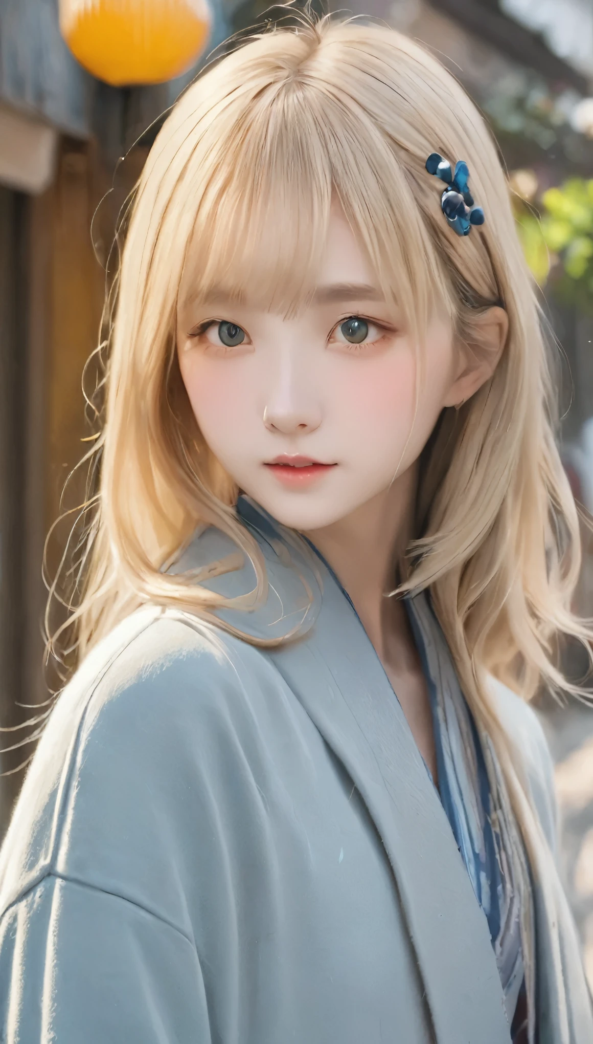 One girl, Beautiful teenage girl, cute,small, (Realistic、Photorealistic、Ultra-detailed、Highest Detail Skin、highest quality、masterpiece、超A high resolution)、cuteロシア人女性、17 years old、high school girl、Young girl、One Girl、Has bangs、Ash Blonde:1.7、double eyelid、drooping eyes、Japanese style face、purity、Double teeth、Realistic skin types、Thick muffler、Gray muffler、Fluffy hair