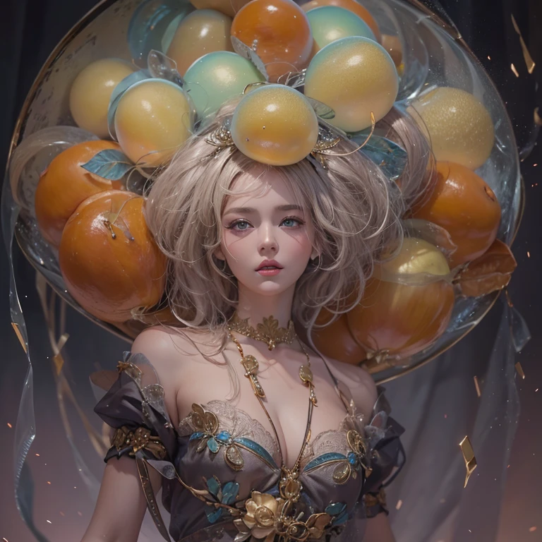 (masterpiece:1.3), (8k, Realistic, RAW Photos, Best image quality: 1.4), Fair-skinned fairy woman、short hair、Cleavage:2.0、Highly detailed face、Attention to detail、double eyelid、Sharp focus:1.2、Beautiful woman:1.4、highest quality、masterpiece、Ultra-high resolution、(Realistic:1.4)、Highly detailed and professionally lit smiles、カーネ・グリフィスを彷彿andさせる非常に詳細な線画, (Donald Trump&#39;clown:1.7), (balloon:1.4), With the power of Vadim Kassim&#39;大胆な色彩and質感, Light and airy, Like the works of Carl Larsson, dark background, dark, evil, fire, パスカル・ブランシュ風の超Realisticなキャラクター, pastel, Grace, Draandic lighting, Expressive camera angles, and, Concept Art, amusement park, masterpiece