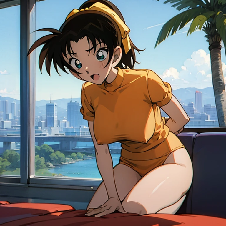 Kazuha Toyama is completely naked and has a big breast, erect nipples, and a plump pussy as she masturbates with a vibrator, making an ahegao face.
