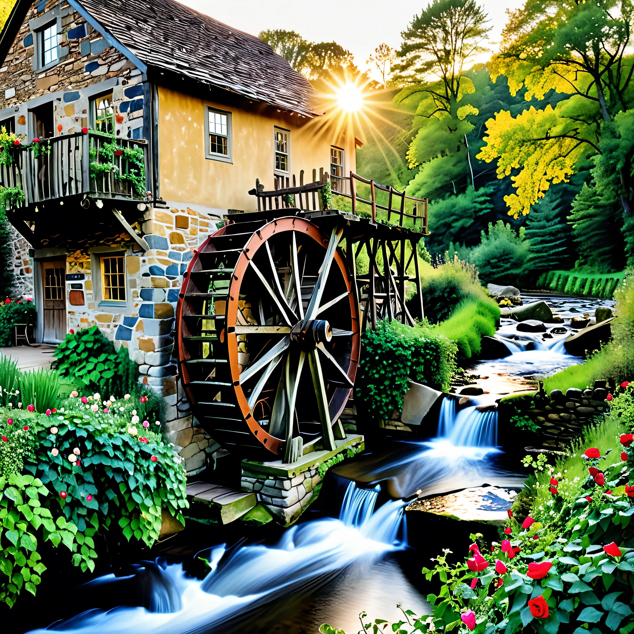 Step into the nostalgic embrace of history at the Old Mill of Willowbrook Countryside Village, where time seems to stand still amidst the weathered timbers and moss-covered stones. From your chosen vantage point beside the babbling stream that powers the mill's ancient wheel, you capture the timeless beauty of this picturesque location—a scene straight out of a storybook. The mill itself stands as a testament to days gone by, its weathered facade adorned with ivy and climbing roses, its wooden waterwheel creaking and groaning with each turn. Shafts of golden sunlight filter through the dusty air, casting long shadows on the worn stone floor. Outside, wildflowers bloom along the banks of the stream, their vibrant colors contrasting with the muted tones of the surrounding landscape. In the distance, the sound of rushing water mingles with the distant hum of village life, creating a symphony of sound that echoes through the tranquil countryside. As you adjust your camera settings to capture the scene, you're struck by the timeless beauty and quiet dignity of the Old Mill—a place where the past and present converge, and the simple pleasures of rural life are celebrated with reverence and grace. With a click of the shutter button, you immortalize this moment of tranquility and nostalgia, preserving it for future generations to cherish and enjoy.