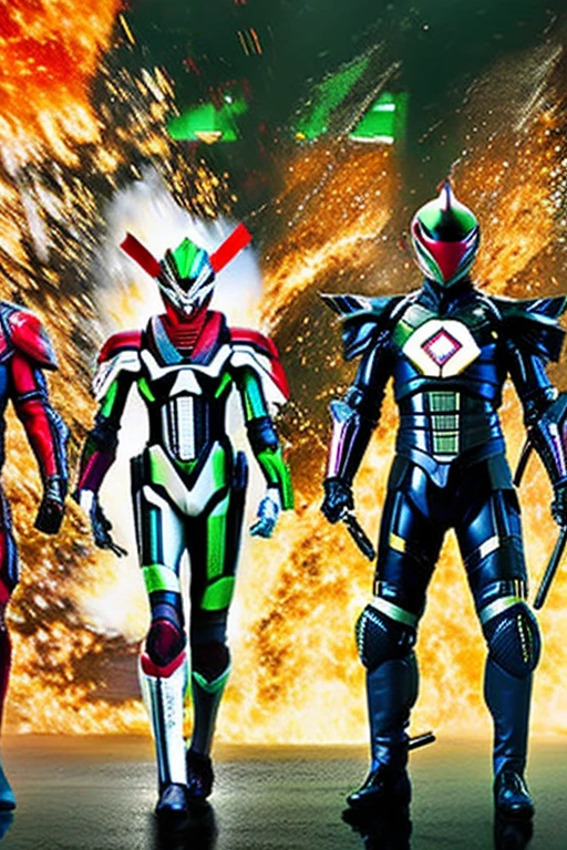 The image quality is similar to that of Kamen Rider, a Japanese special effects hero with a full-face cyber helmet and highly mobile armor.(In the center of the screen)
