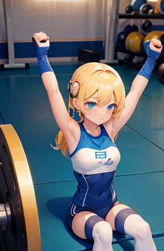 {Robotgirl},cute,training,fitness gym,sitting,Stretching,