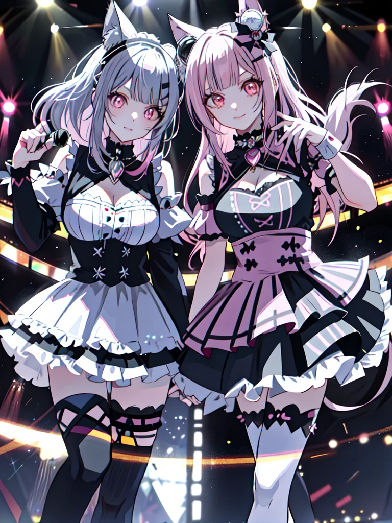 ((Highest quality)), ((masterpiece)), (detailed), (Character Focus、breast focus,whole body), Anime 2D Rendering, Realistic young anime woman, Five Fingers, Perfect Face, Beautiful details, 1 girl, alienation, tattoo, double, High Leg Raise, corruption, heart-shaped pupils, heart, Symbol-shaped pupil, red面, Open your mouth, pubic tattoo, Focus Only, collar, Coed Nipples, smile,jewelry, Magical girl, Dark Man, Earrings, eternal, Long Hair, Large Breasts, comfortable_thigh, Black knee-high stockings, 国家反corruption局,((Highest quality)), ((masterpiece)), (detailed), (Character Focus、breast focus,whole body), Realistic young anime woman, Five Fingers, Perfect Face, Beautiful details, Beautiful body, Beautiful breasts, Beautiful thigh, (Large Breasts)、(Long Hair)、((Grin))、She turned her face and body towards the audience.,美丽的脸庞和迷人的smile,eternal、(masterpiece, Highest quality:1.2), National Anti-Corruption Bureau, Wrong smile, Long Hair, Bunny ears, Bunny girl, Long Hair, Glowing eye, Transparent black leather jacket,Short mini dress,(Ilyasviel of Einzbern),red_eye,Pink Hair,(French Braid),Bronze Skin,Aheiyan