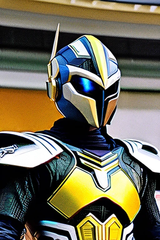 A cyborg like the Japanese special effects hero Kamen Rider, wearing a full-face cyber helmet and highly mobile armor.(In the center of the screen)