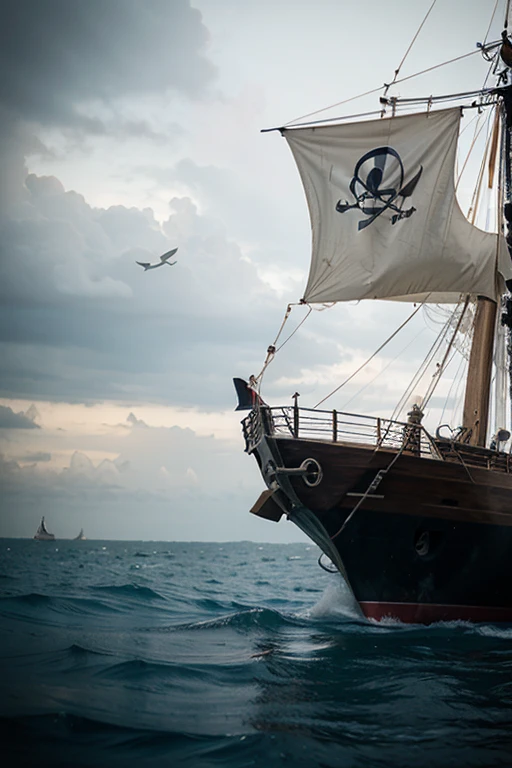 Pirate with a ghost on a ship