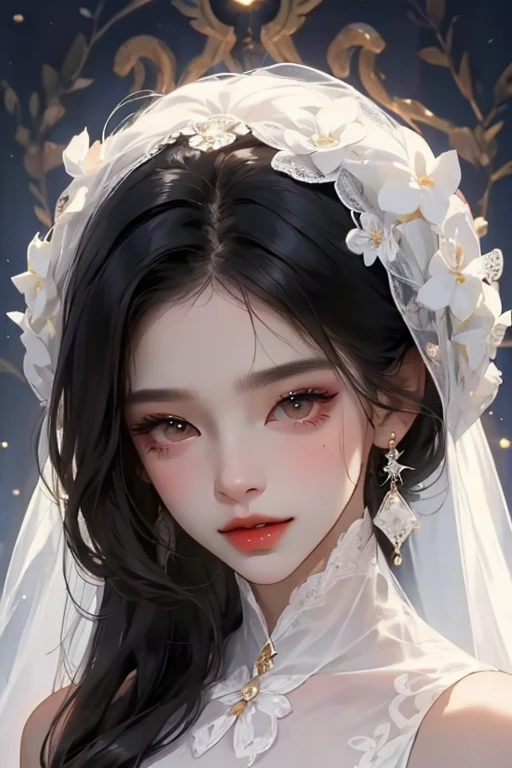 Beautiful woman, Black Hair, White skin