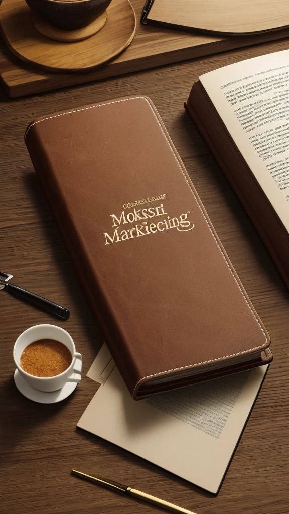 A masterpiece cover of a digital marketing book, featuring a beautifully opened book sitting atop a pristine wooden table. The book's title, displaying in crisp, elegant font, is clear against the high-resolution background, giving a sense of depth and detail. The cover showcases the pages slightly fanned open, revealing a glimpse of tantalizing, expertly written content within. The cover design exudes a professional, yet inviting atmosphere, making it an ideal choice for marketing purposes. The overall design is a perfect blend of modern aesthetics and classic appeal, making the book instantly captivating to potential readers.
[Keywords: Cover design, Book, Digital marketing, High-resolution