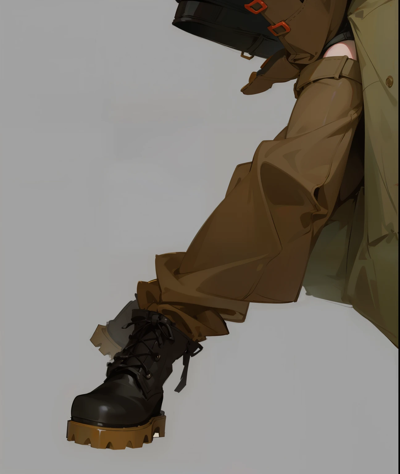 Chinese style,Realism,Overalls,Martin boots,construction site boots,Leather boots,Outstanding quality,Realism的画风,Carefully portrayed,Exquisite,