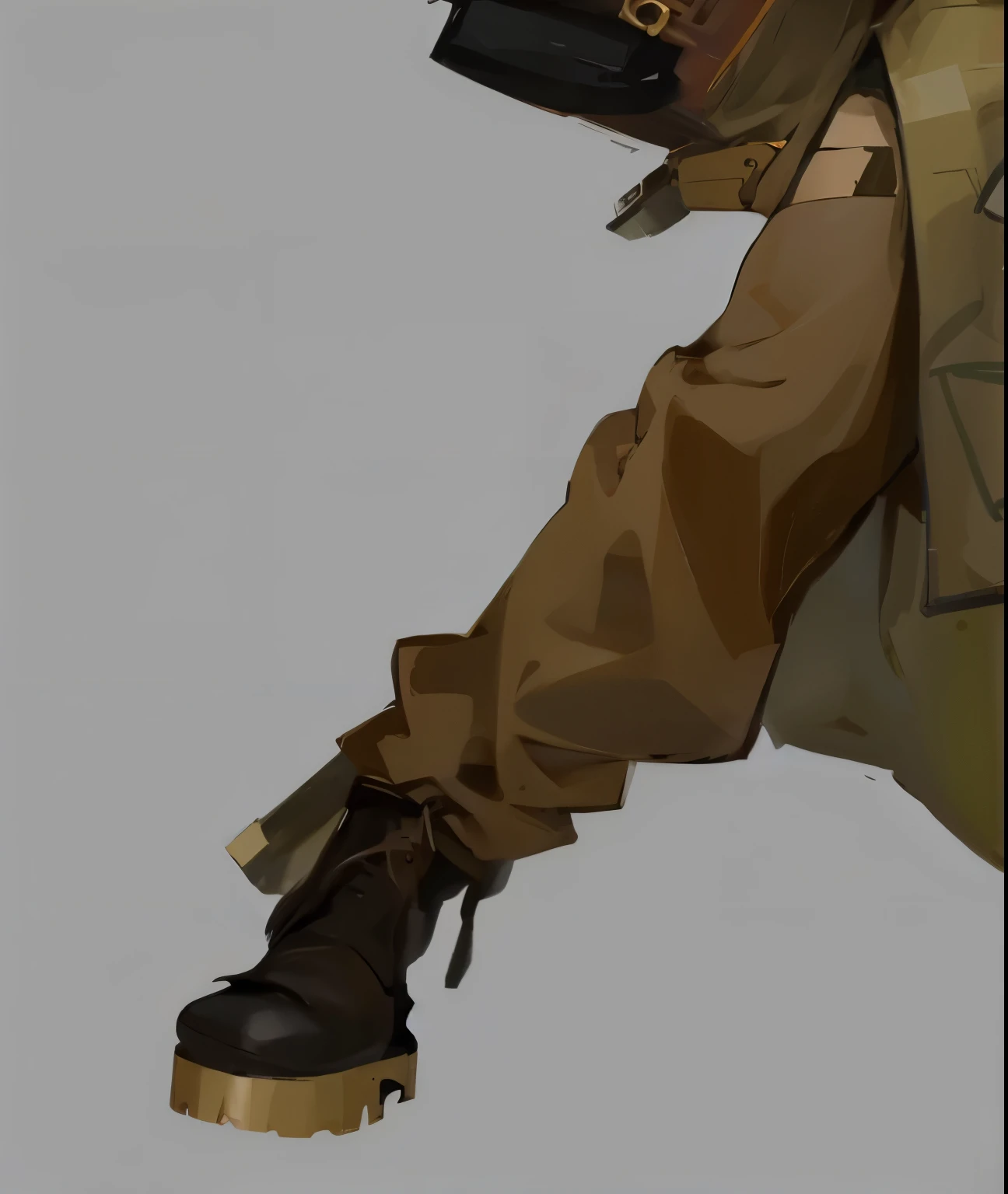Chinese style,Realism,Overalls,Martin boots,construction site boots,Leather boots,Outstanding quality,Realism的画风,Carefully portrayed,Exquisite,