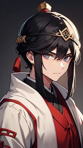 Ancient Chinese Man、Man in ancient Chinese clothing、Ancient Chinese hairstyle man、Ancient Chinese man with cloth wrapped around his head、Long, sharp eyes