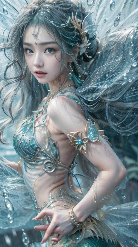 (RAW shooting, Majestic:1.3, 32k:1.5, highest quality, masterpiece, Ultra-high resolution), Perfect dynamic composition:1.3, (heavy snow, Ocean:0.7, Majestic背景:0.7, Mystical Expressions:1.0, Expressions of sadness:0.9), 非常にdetailedな肌と顔の質感:1.3, (Slim Mermaid:1.3), Random Shot, Fair skin:1.2, Incredibly slim body:1.2, Fractal Art:1.1, Very beautiful face:1.1, Water droplets on the skin, detailed, (Rain drips down on my body:1.1, Wet body:1.1, Wet Hair:1.1), (Posing Pro:0.8, With a wet bouquet:0.9, Purple gorgeous mermaid dress portrait:1.0, Woven Belt), Shapely breasts, (Big eyes that exude beautiful eroticism:0.5, Lips that exude beautiful eroticism:0.5), I love you, Very sweet atmosphere, necklace, Earrings, bracelet
