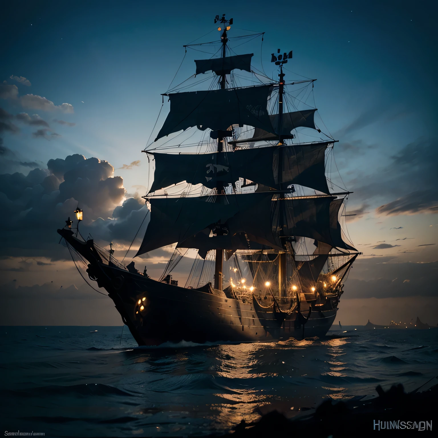 Dark pirate ship