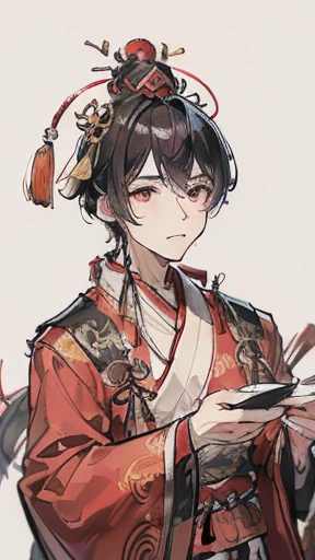 Ancient Chinese Man、Man in ancient Chinese clothing、Ancient Chinese hairstyle man、Ancient Chinese man with cloth wrapped around his head、Man with narrow eyes、