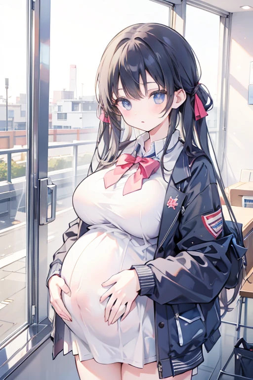 high school girl、uniform、girl、cute、pregnancy、Big Breasts