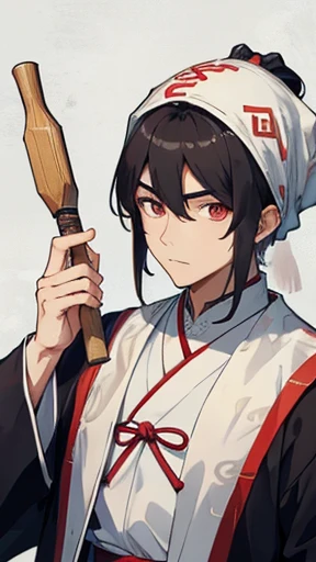 Ancient Chinese Man、Man in ancient Chinese clothing、Ancient Chinese hairstyle man、Ancient Chinese man with cloth wrapped around his head、Man with narrow eyes、