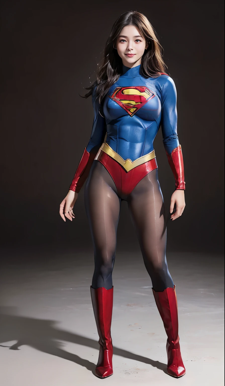 No background、(((Beautiful legs in black tights.)))、(((Legally express the beauty of your smile)))、((((Make the most of your original images)))、(((Supergirl Costume)))、(((Beautiful Hair)))、(((suffering)))、(((Please wear black tights....、Wear red boots)))、((Best image quality、8k))、((highest quality、8k、masterpiece:1.3))、(((Preserve background )))、Sharp focus:1.2、Beautiful woman with perfect figure:1.4、Slim Abs:1.2、Wet body:1.5、Highly detailed face and skin texture、8k